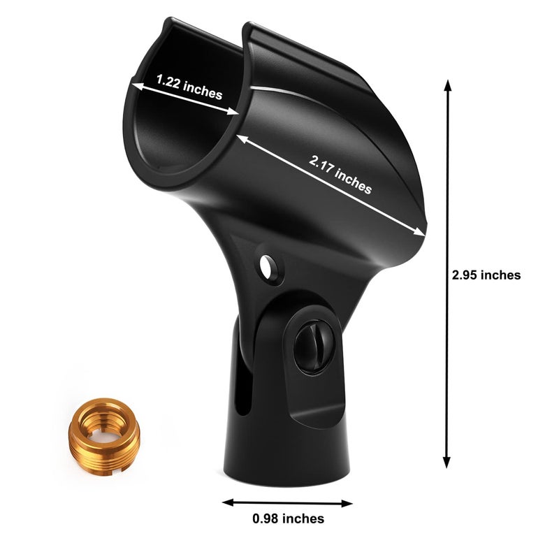 Moukey Microphone Mic Clip Holder for Mic Stand with 5/8" Male to 3/8" Female Adapter, 2-Pack - Image 2